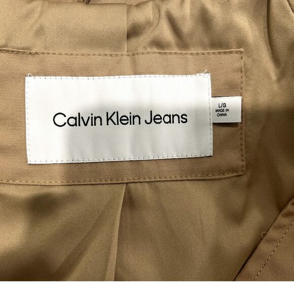 Calvin Klein Jeans Women's Soft Cotton Gabardine Trench Coat Double-Breasted L - Picture 12 of 13